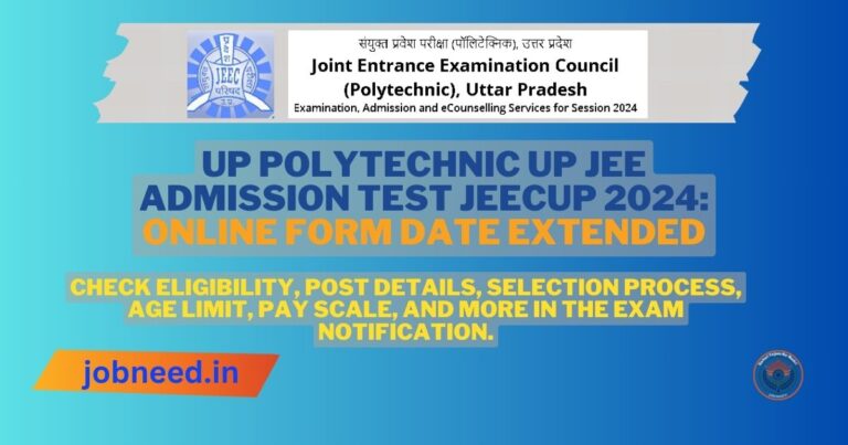 UP Polytechnic UP JEE Admission Test JEECUP 2024